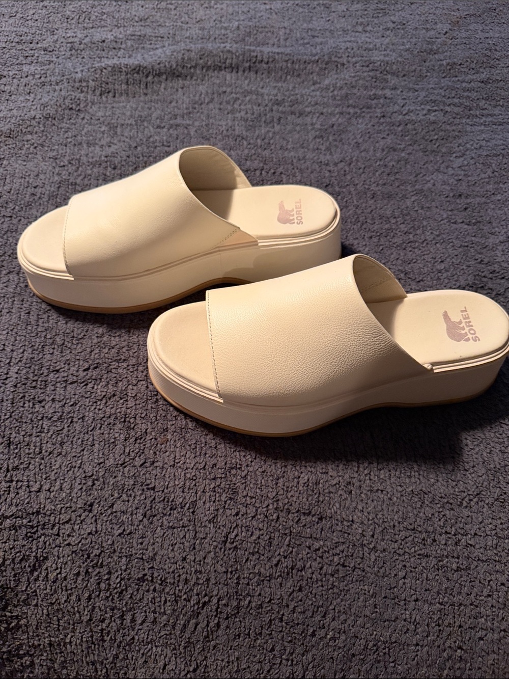 Sorel Cream Platform Slide Mules - Women's